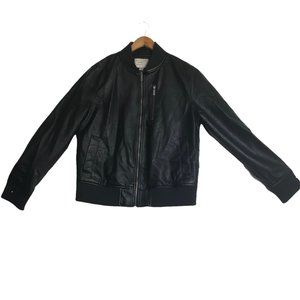 A New Day Vegan Faux Leather  Bomber zip up jacket size large NWOT